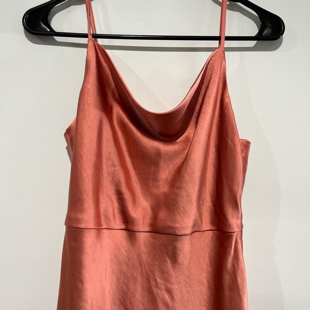 Silky peach maxi slip dress